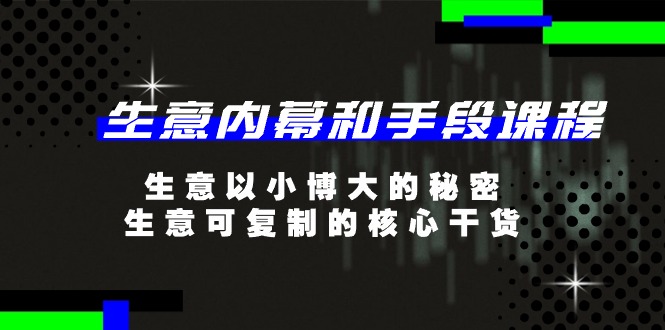 （11085期）生意 内幕和手段课程，生意以小博大的秘密，生意可复制的核心干货-20节-东升网创