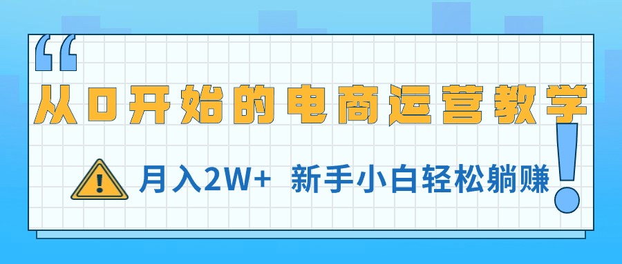 （11081期）从0开始的电商运营教学，月入2W+，新手小白轻松躺赚-东升网创