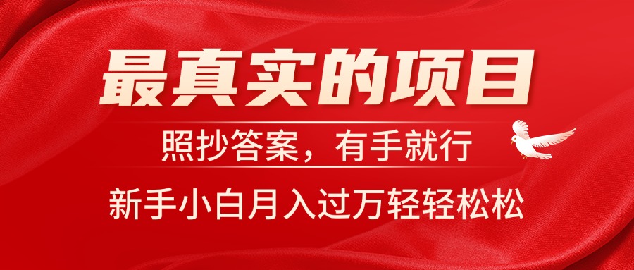 （11362期）最真实的项目，照抄答案，有手就行，新手小白月入过万轻轻松松-东升网创
