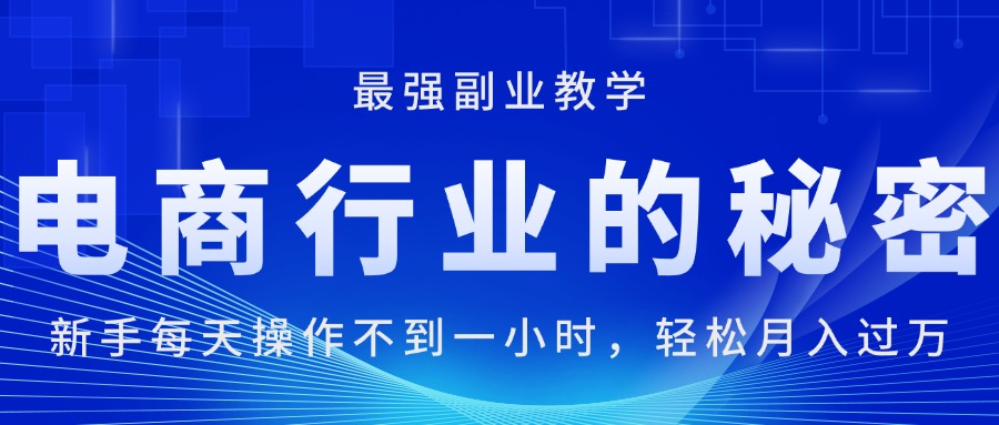 （11427期）电商行业的秘密，新手每天操作不到一小时，月入过万轻轻松松，最强副业…-东升网创
