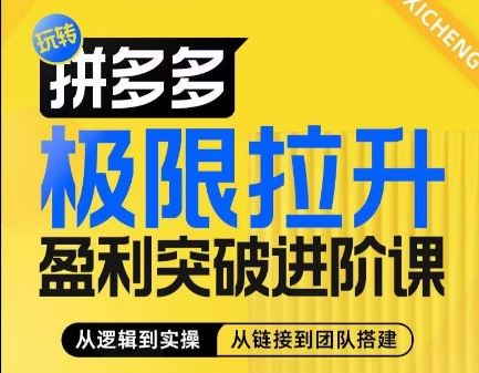 拼多多极限拉升盈利突破进阶课，​从算法到玩法，从玩法到团队搭建，体系化系统性帮助商家实现利润提升-东升网创