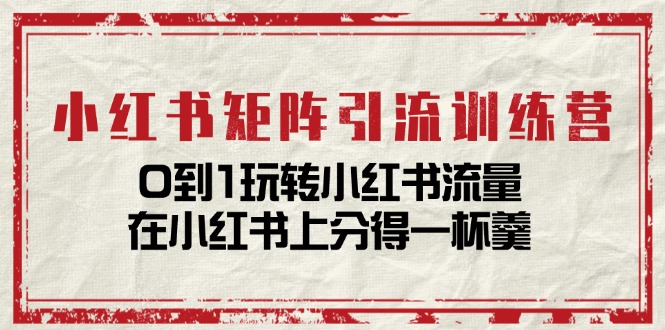 小红书矩阵引流训练营：0到1玩转小红书流量，在小红书上分得一杯羹（14节课）-东升网创