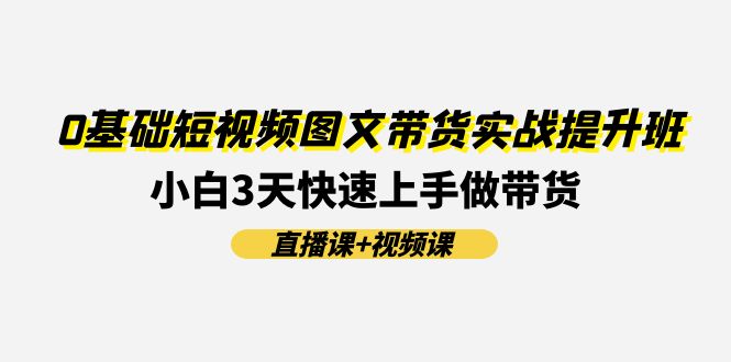 0基础短视频图文带货实战提升班，小白3天快速上手做带货(直播课+视频课)-东升网创