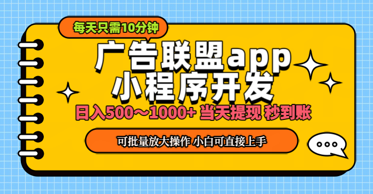 （11645期）小程序开发 广告赚钱 日入500~1000+ 小白轻松上手！-东升网创
