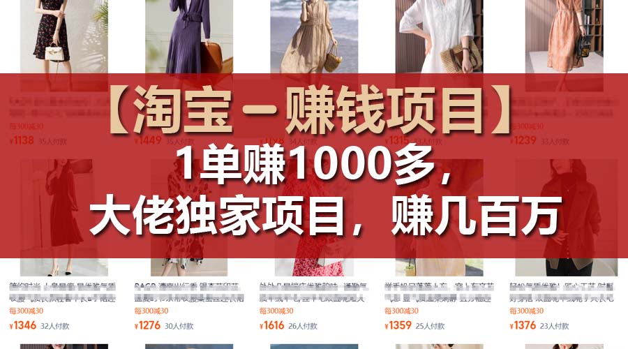 （11685期）【淘宝赚钱项目】1单可赚1000多，大佬独家项目，年赚几百万-东升网创