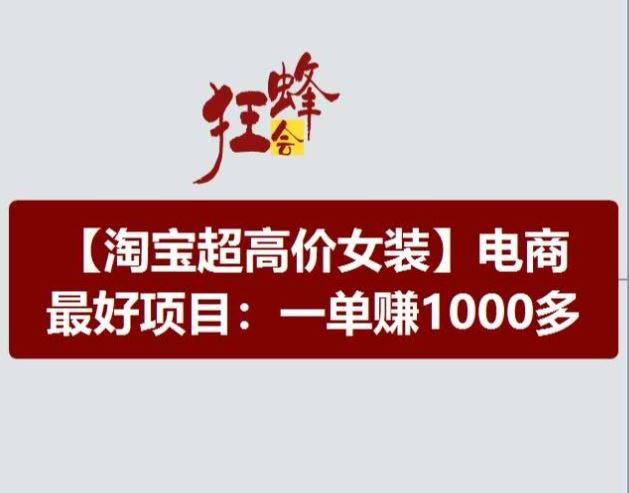 淘宝超高价女装项目，电商最好赛道，一单赚1000多-东升网创