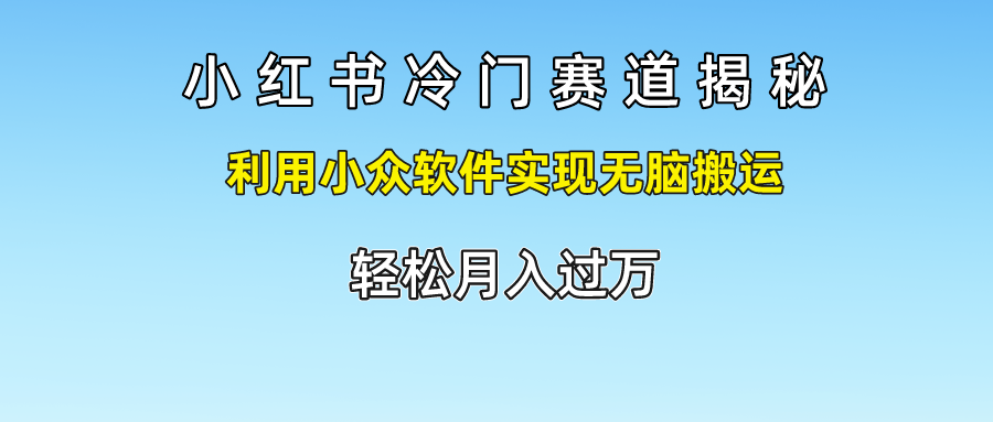 小红书冷门赛道揭秘,利用小众软件实现无脑搬运，轻松月入过万-东升网创