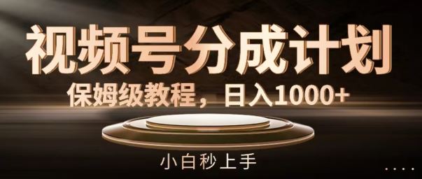 视频号分成计划保姆级教程，日入1K，小白秒上手【揭秘】-东升网创