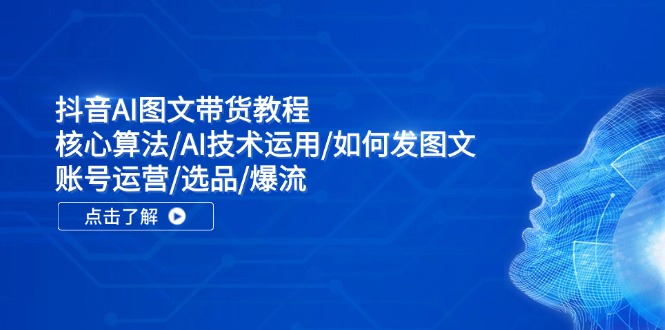 （11958期）抖音AI图文带货教程：核心算法/AI技术运用/如何发图文/账号运营/选品/爆流-东升网创