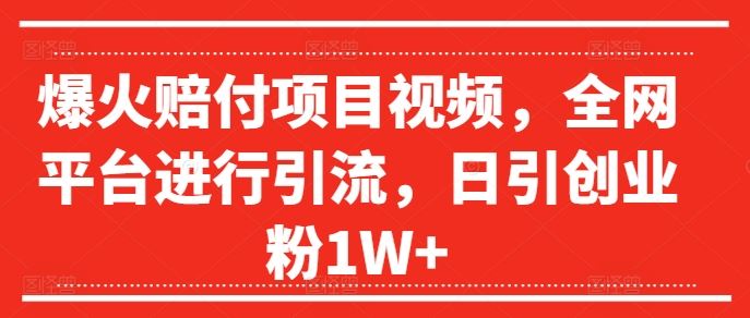 爆火赔付项目视频，全网平台进行引流，日引创业粉1W+【揭秘】-东升网创