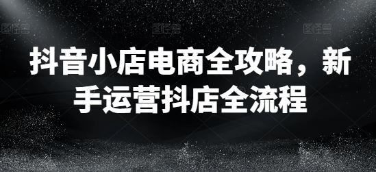 抖音小店电商全攻略，新手运营抖店全流程-东升网创