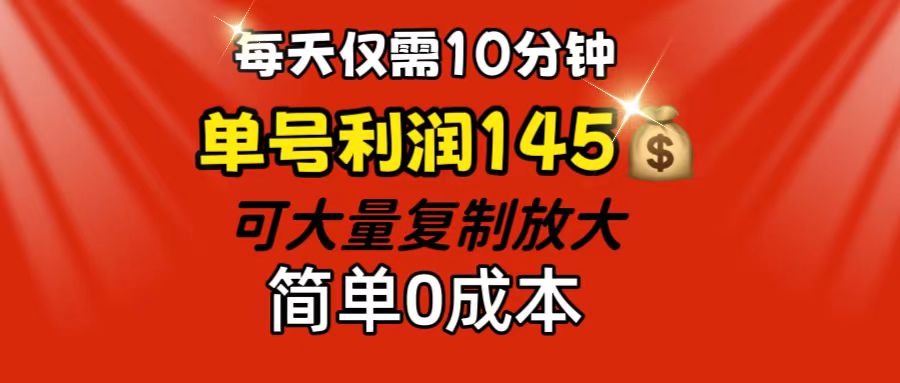（12027期）每天仅需10分钟，单号利润145 可复制放大 简单0成本-东升网创