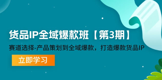 货品IP全域爆款班【第3期】赛道选择、产品策划到全域爆款，打造爆款货品IP-东升网创