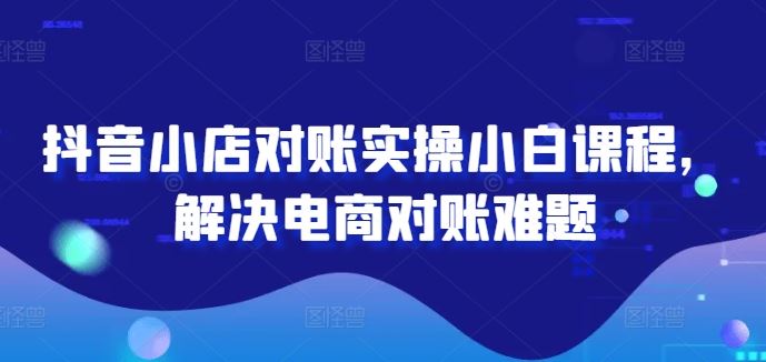 抖音小店对账实操小白课程，解决电商对账难题-东升网创