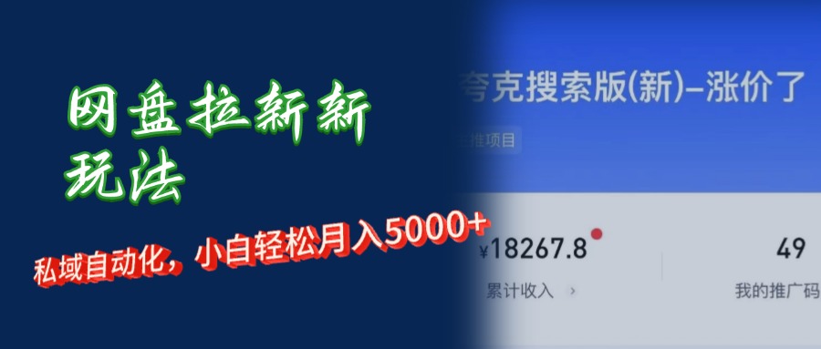 （12141期）网盘拉新+私域运营，小白轻松月入5000+！-东升网创