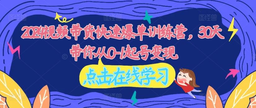 2024视频带货快速爆单训练营，30天带你从0-1起号变现-东升网创