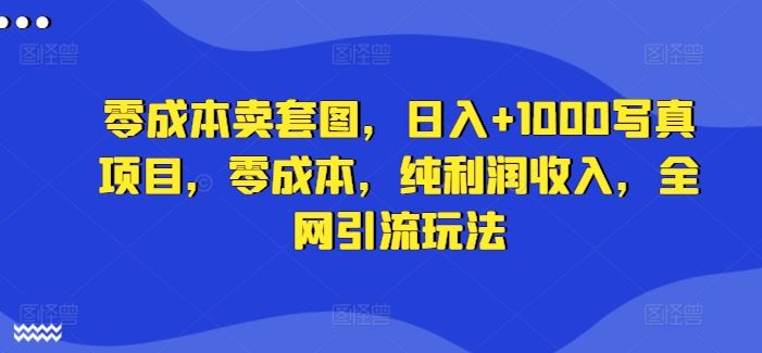 零成本卖套图，日入+1000写真项目，零成本，纯利润收入，全网引流玩法-东升网创