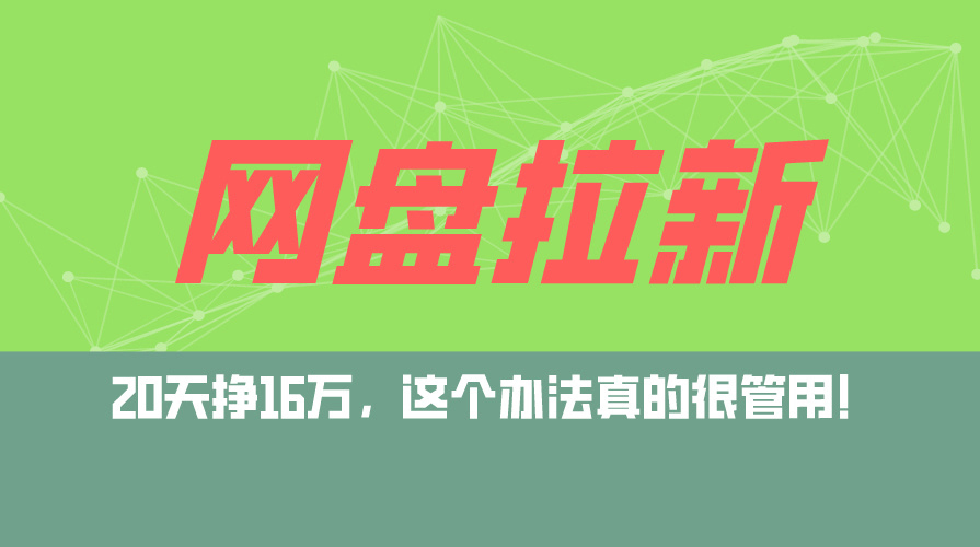 （12294期）网盘拉新+私域运营玩法，零基础入门，小白可操作，当天见效，日入5000+-东升网创