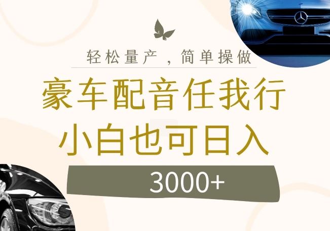 不为人知的暴力小项目，豪车配音，日入几张【揭秘】-东升网创