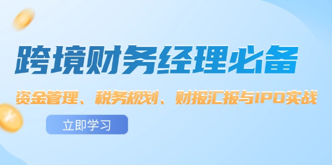（12323期）跨境 财务经理必备：资金管理、税务规划、财报汇报与IPO实战-东升网创