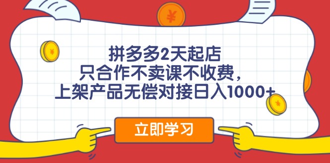 （12356期）拼多多0成本开店，只合作不卖课不收费，0成本尝试，日赚千元+-东升网创