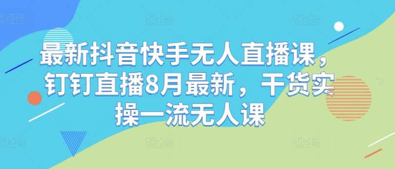 最新抖音快手无人直播课，钉钉直播8月最新，干货实操一流无人课-东升网创