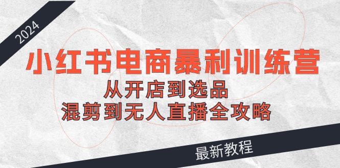 2024小红书电商暴利训练营：从开店到选品，混剪到无人直播全攻略-东升网创
