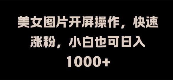 美女图片开屏操作，快速涨粉，小白也可日入1k【揭秘】-东升网创