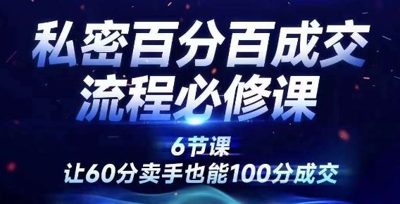 私密百分百成交流程线上训练营，绝对成交，让60分卖手也能100分成交-东升网创