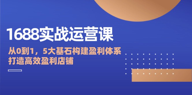 （12482期）1688实战运营课：从0到1，5大基石构建盈利体系，打造高效盈利店铺-东升网创