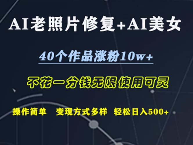 （12489期）AI老照片修复+AI美女玩发  40个作品涨粉10w+  不花一分钱使用可灵  操…-东升网创