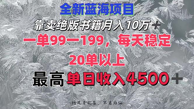 （12512期）靠卖绝版书籍月入10W+,一单99-199，一天平均20单以上，最高收益日入4500+-东升网创