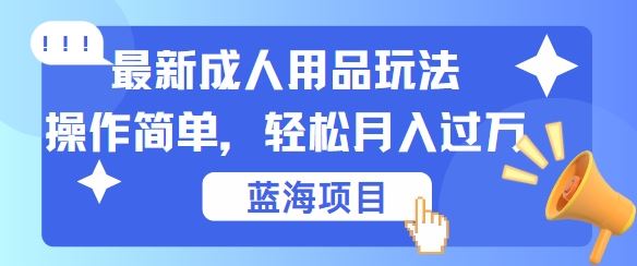 最新成人用品项目玩法，操作简单，动动手，轻松日入几张【揭秘】-东升网创