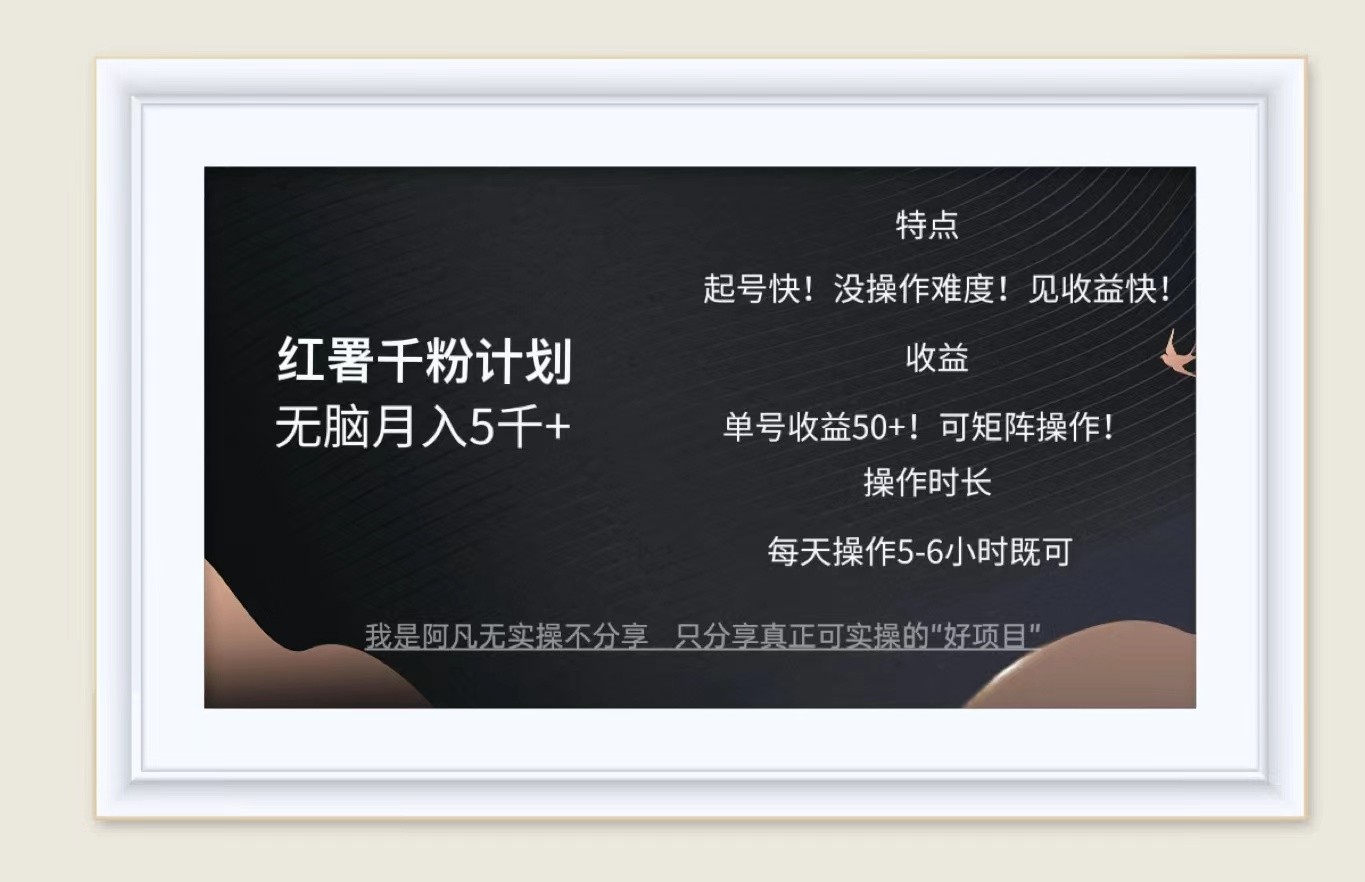 红薯千粉计划无脑月入5千+！既做既赚！-东升网创