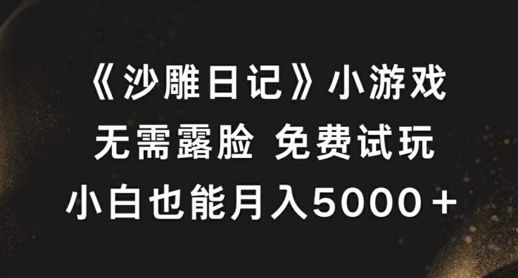 《沙雕日记》小游戏，无需露脸免费试玩，小白也能月入5000+【揭秘】-东升网创