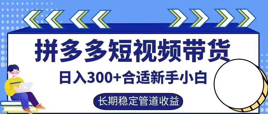 拼多多短视频带货日入300+有长期稳定被动收益，合适新手小白【揭秘】-东升网创