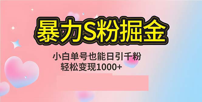 （12778期）单人单机日引千粉，变现1000+，S粉流量掘金计划攻略-东升网创