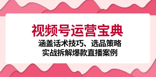 （12808期）视频号运营宝典：涵盖话术技巧、选品策略、实战拆解爆款直播案例-东升网创