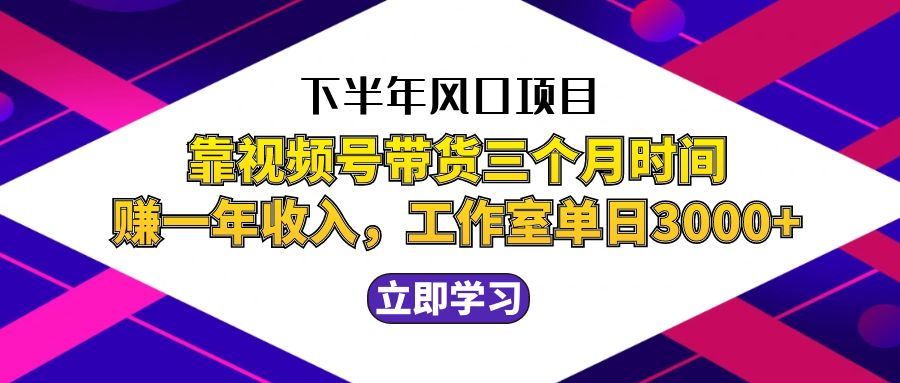 下半年风口项目，靠视频号带货三个月时间赚一年收入，工作室实测单日3…-东升网创