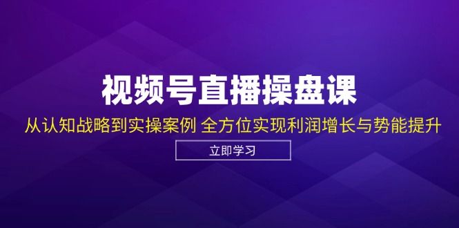 视频号直播操盘课，从认知战略到实操案例 全方位实现利润增长与势能提升-东升网创