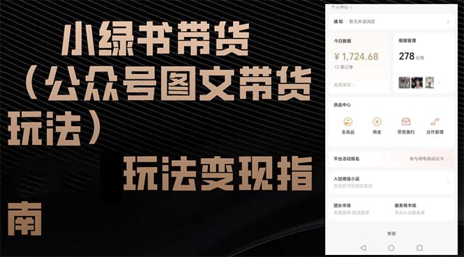 （12902期）小绿书带货（公众号图文带货玩法）玩法变现指南-东升网创