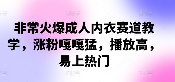 非常火爆成人内衣赛道教学，​涨粉嘎嘎猛，播放高，易上热门-东升网创