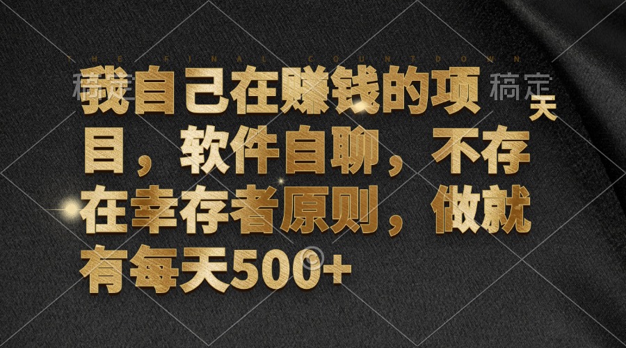 （12956期）我自己在赚钱的项目，软件自聊，不存在幸存者原则，做就有每天500+-东升网创