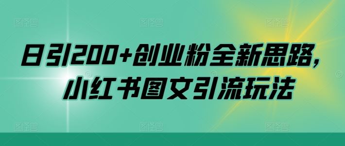 日引200+创业粉全新思路，小红书图文引流玩法【揭秘】-东升网创