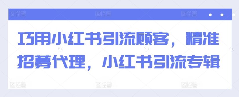 巧用小红书引流顾客，精准招募代理，小红书引流专辑-东升网创