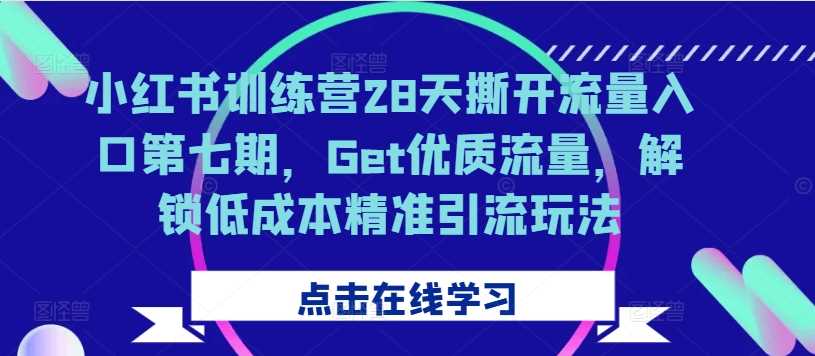 小红书训练营28天撕开流量入口第七期，Get优质流量，解锁低成本精准引流玩法-东升网创