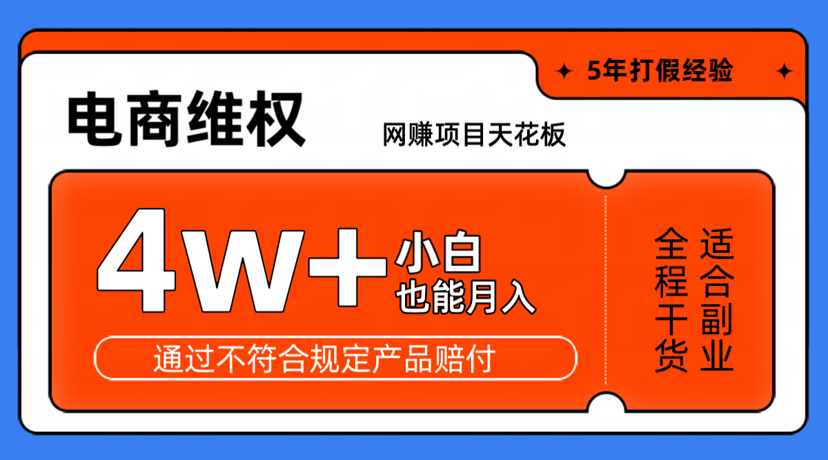 网赚项目天花板电商购物维权月收入稳定4w+独家玩法小白也能上手-东升网创