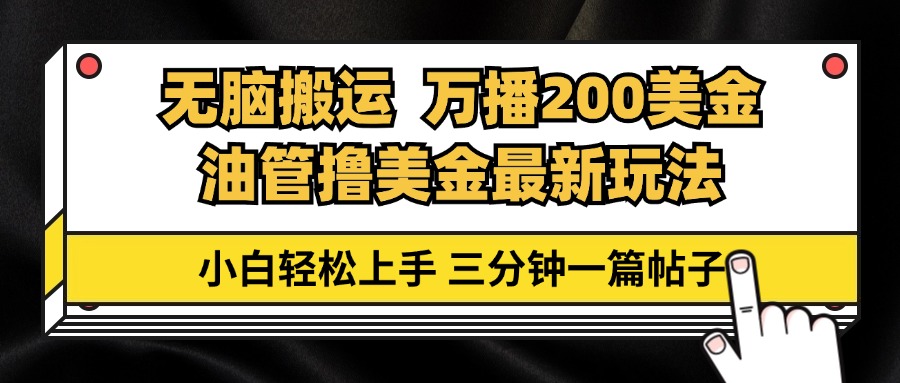 （13050期）油管无脑搬运撸美金玩法教学，万播200刀，三分钟一篇帖子，小白轻松上手-东升网创