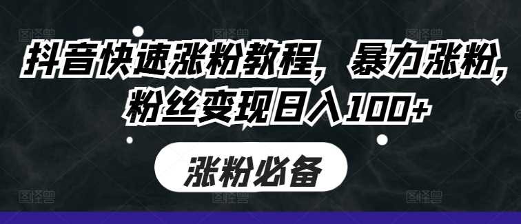 抖音快速涨粉教程，暴力涨粉，粉丝变现日入100+-东升网创