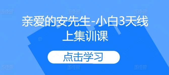 亲爱的安先生-小白3天线上集训课-东升网创